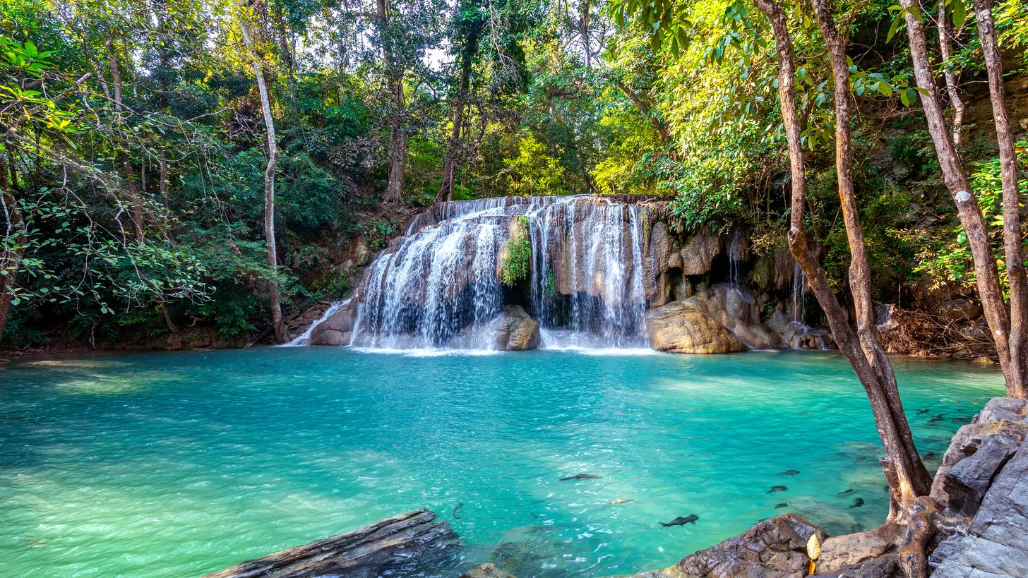 The emerald pools of Erawan Falls in Kanchanaburi
