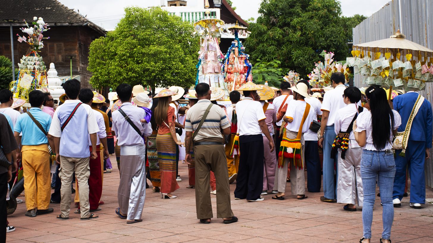 Traditional ceremony at a Thai cultural heritage temple site
