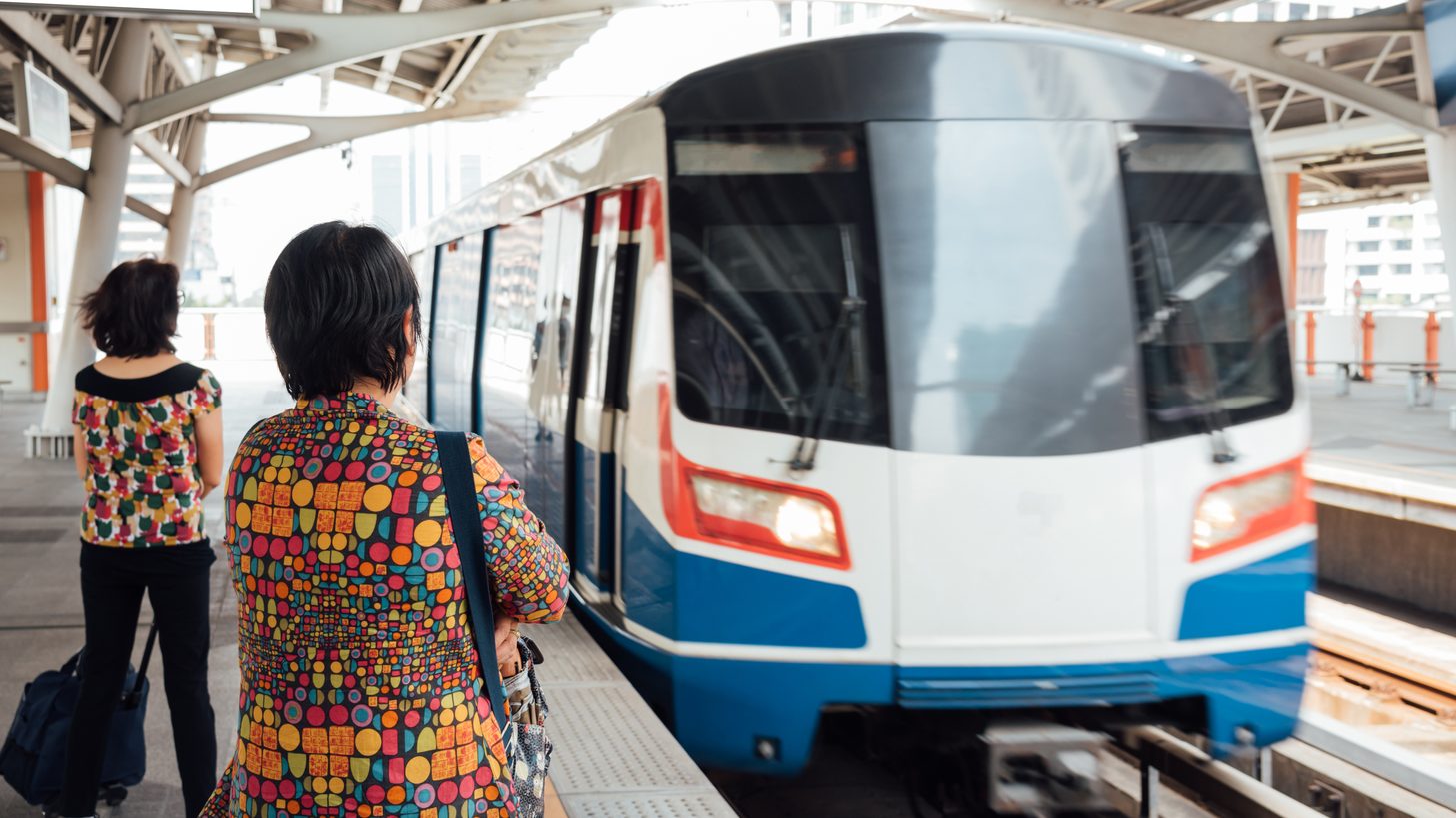 Modern elevated train line running through a Thai city