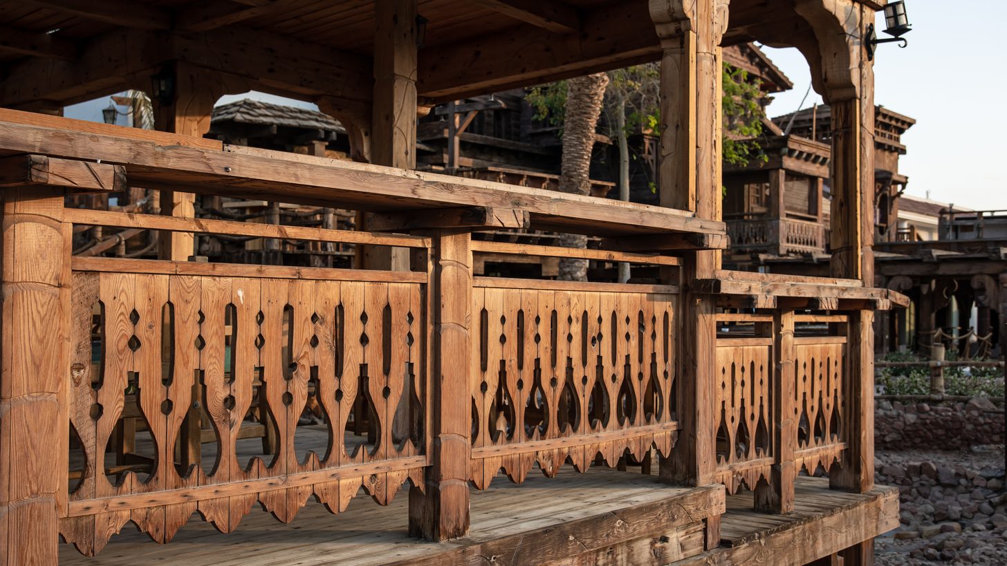 Carved teak woodwork of a traditional Lanna-style house