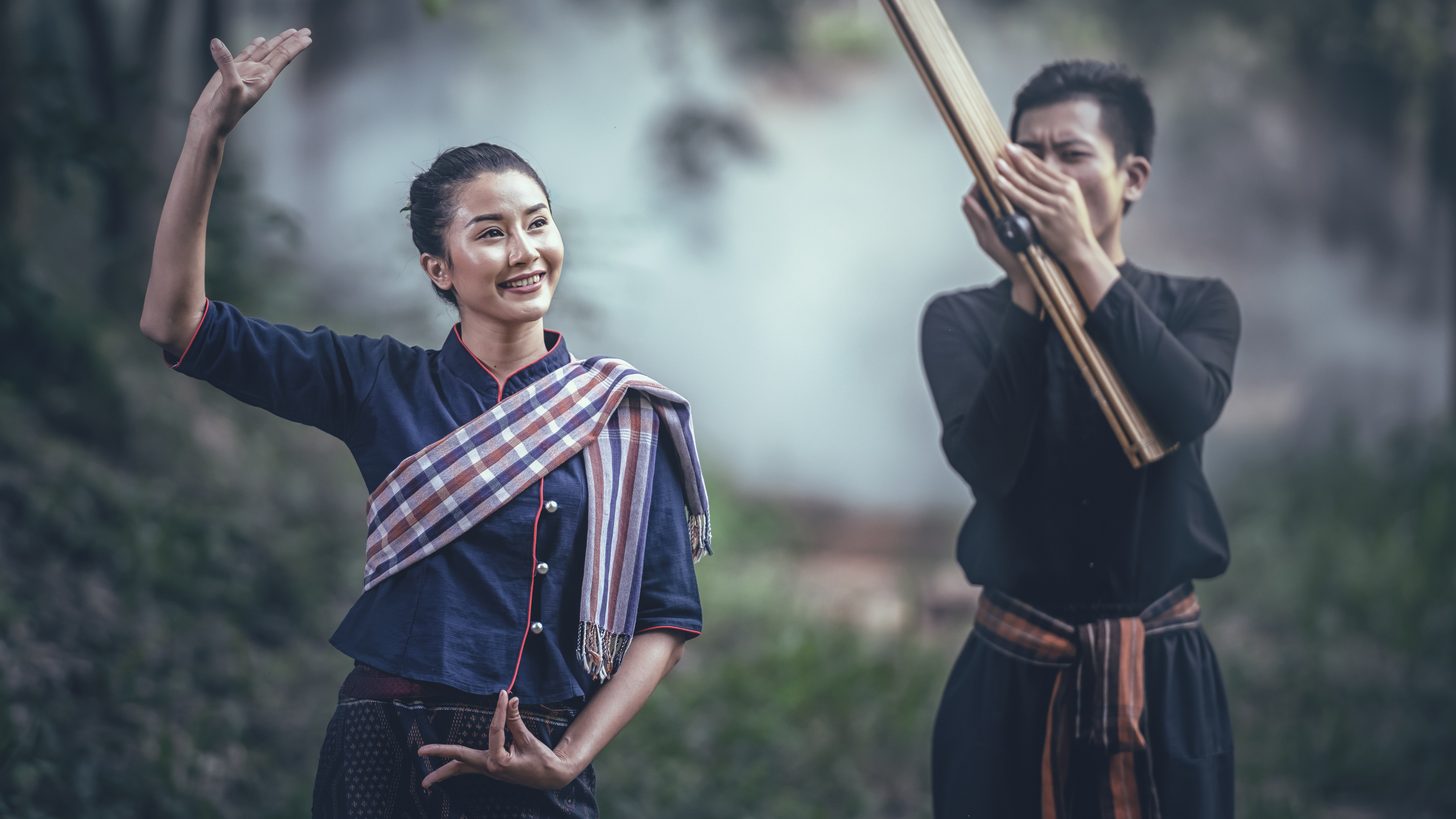 Traditional Isan dance performed to the rhythm of the khaen, the reed mouth organ of northeastern Thailand