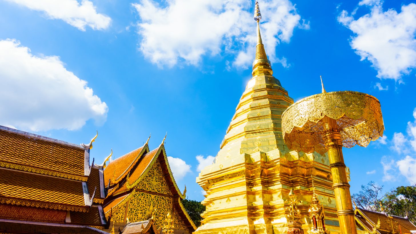 The golden pagoda of Wat Phra That Doi Suthep above Chiang Mai