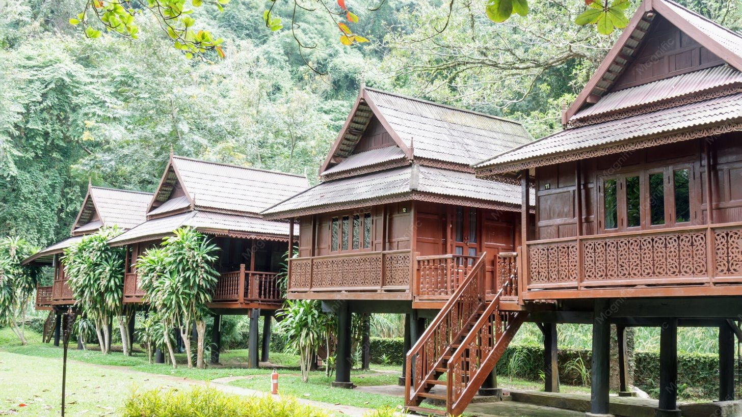 Traditional Thai wooden houses on stilts, the style of small property a homestay category would cover