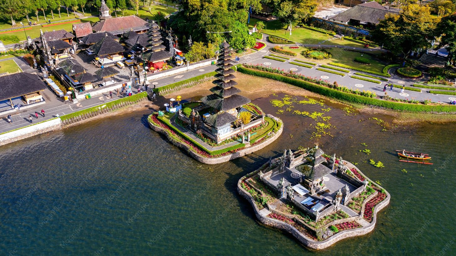 Pura Ulun Danu Bratan, a Hindu water temple on Lake Bratan in Bali, Indonesia