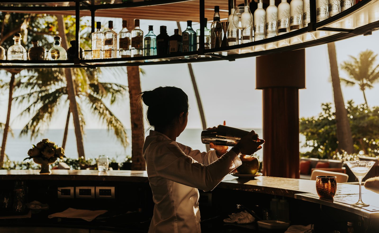 Bartender at The Sunset Terrace bar, Amanpuri