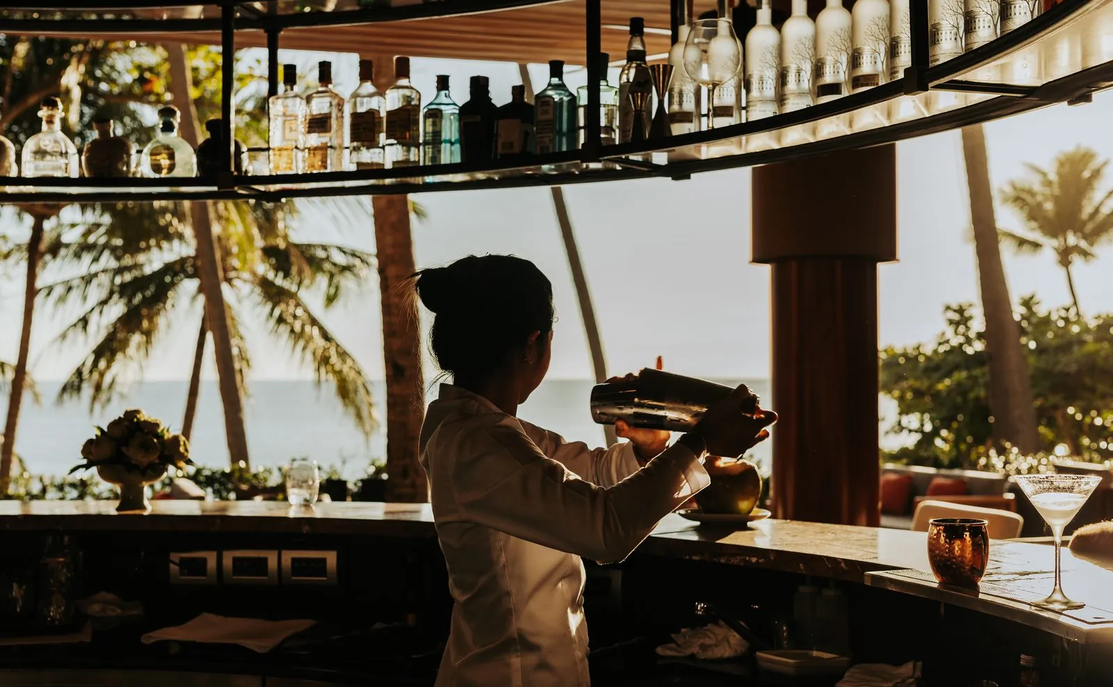 Bartender at The Sunset Terrace bar, Amanpuri