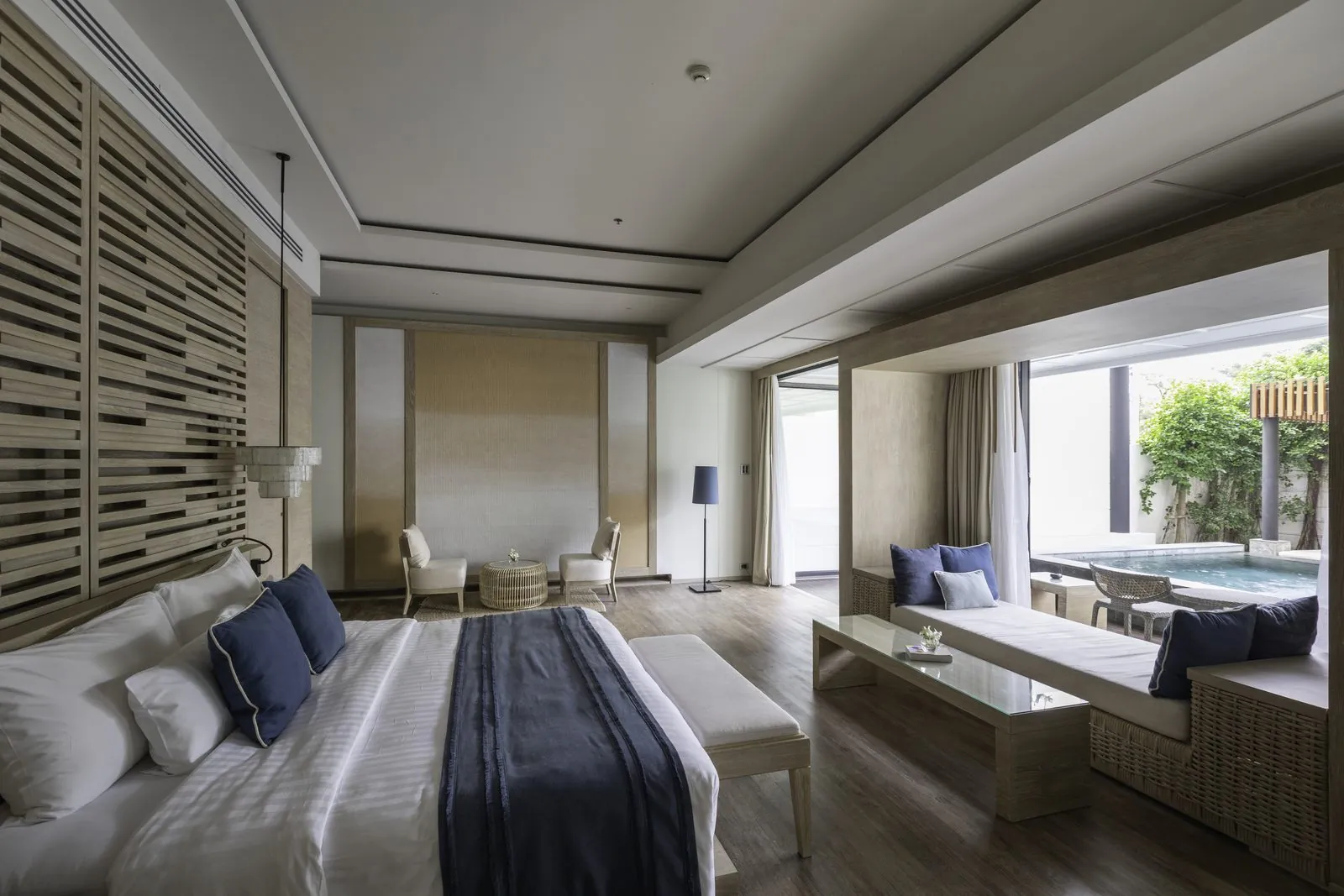 Garden Pool Suite bedroom opening to its private pool at Cape Nidhra Hotel, Hua Hin