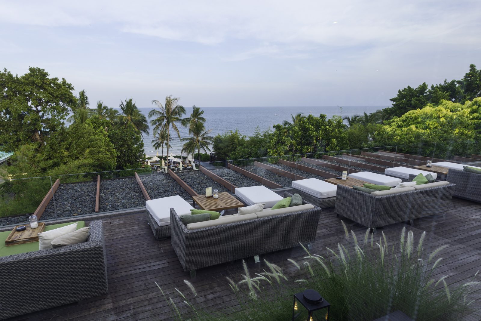 Rooftop On the Rocks Bar seating overlooking the Gulf of Thailand at Cape Nidhra Hotel, Hua Hin