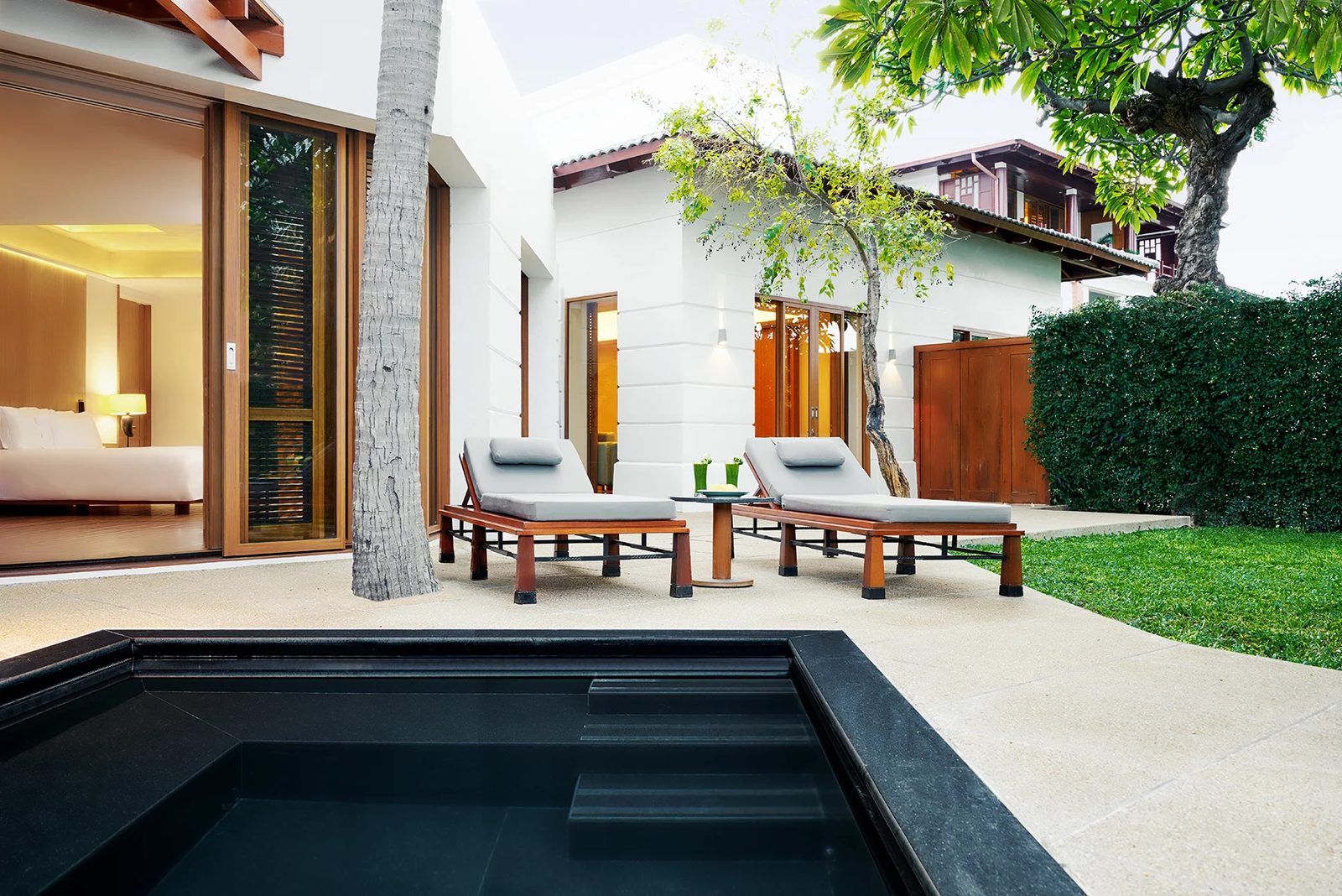 Private garden terrace with jacuzzi at the Leelawadee Suite, Chiva-Som Hua Hin
