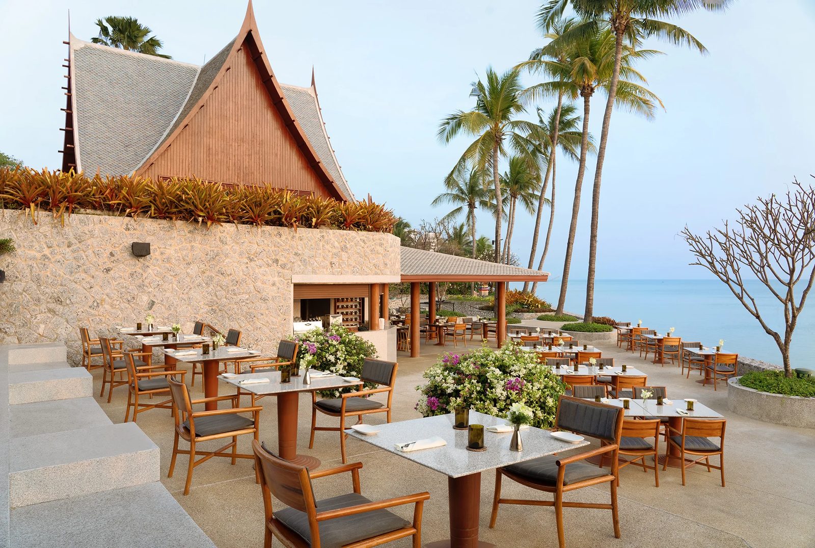 Beachfront terrace of Taste of Siam restaurant at Chiva-Som Hua Hin
