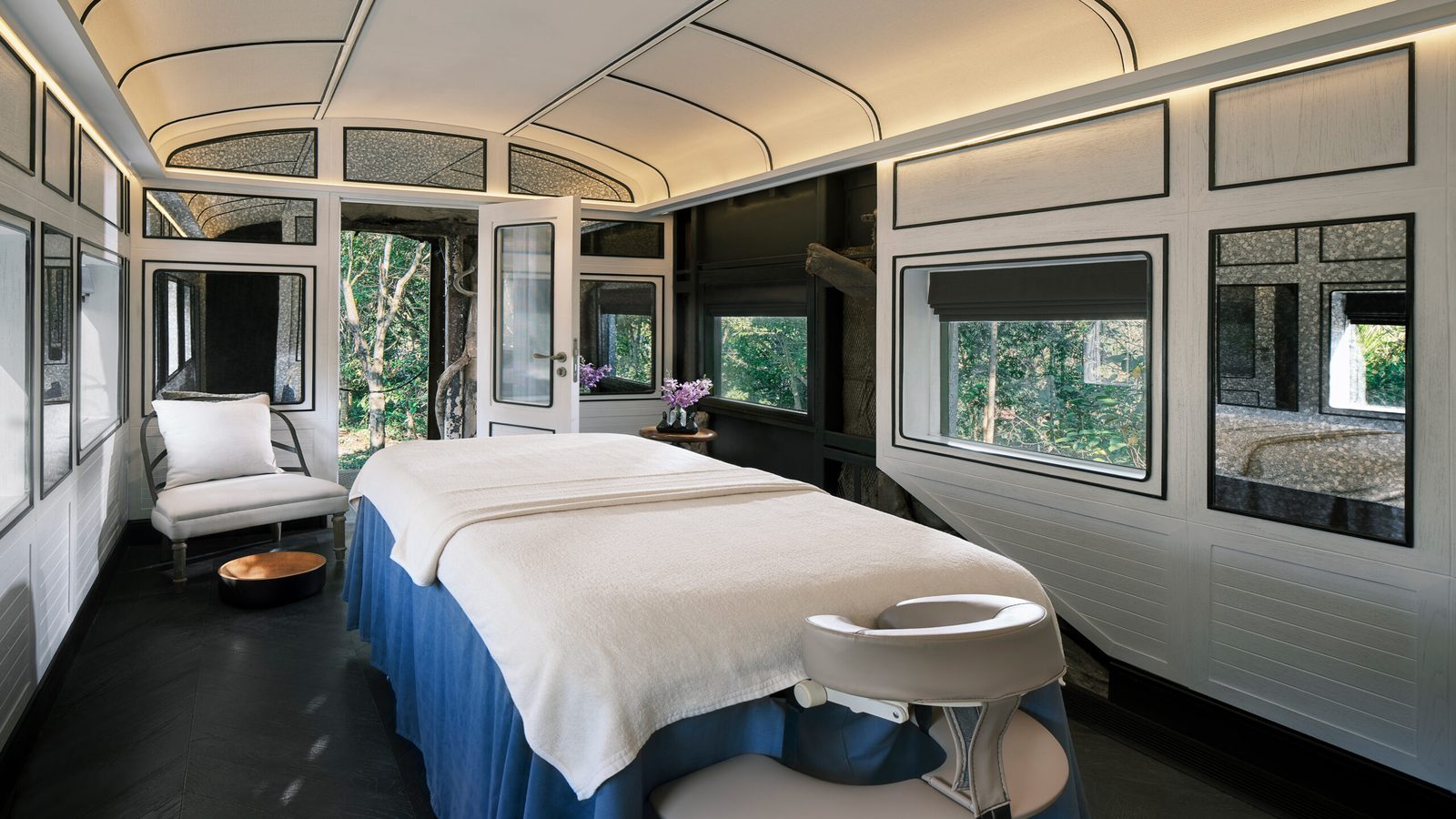 Treatment room inside the railcar of Back on Track: Spa, InterContinental Khao Yai Resort