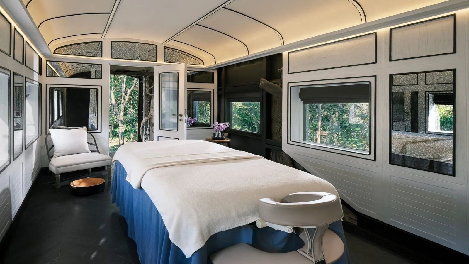 Treatment room inside the railcar of Back on Track: Spa, InterContinental Khao Yai Resort