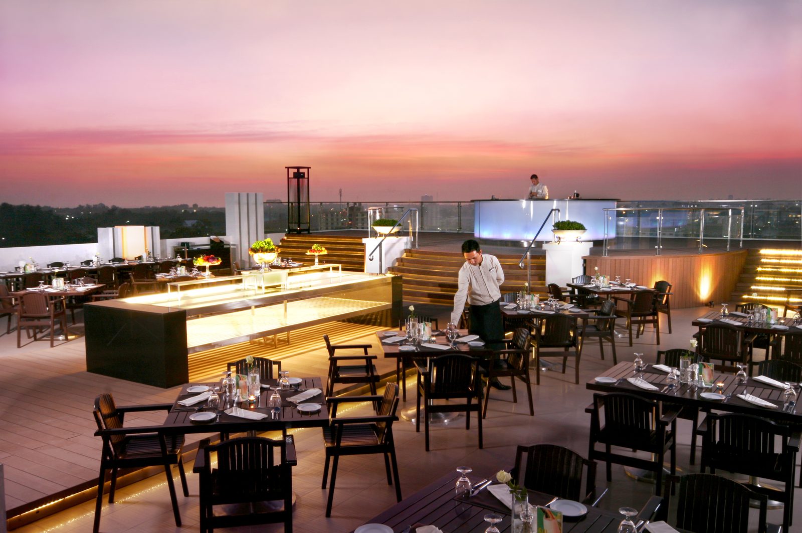 California Steak rooftop restaurant at dusk at Kameo Grand Hotel, Rayong