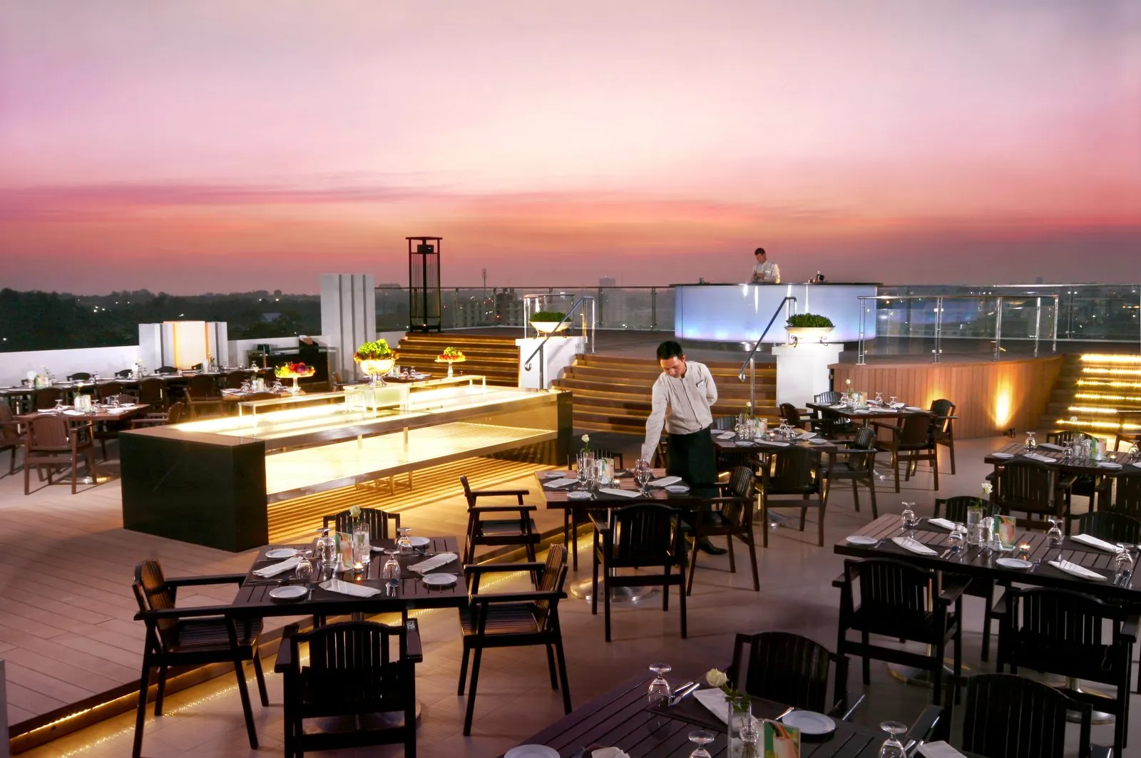 California Steak rooftop restaurant at dusk at Kameo Grand Hotel, Rayong