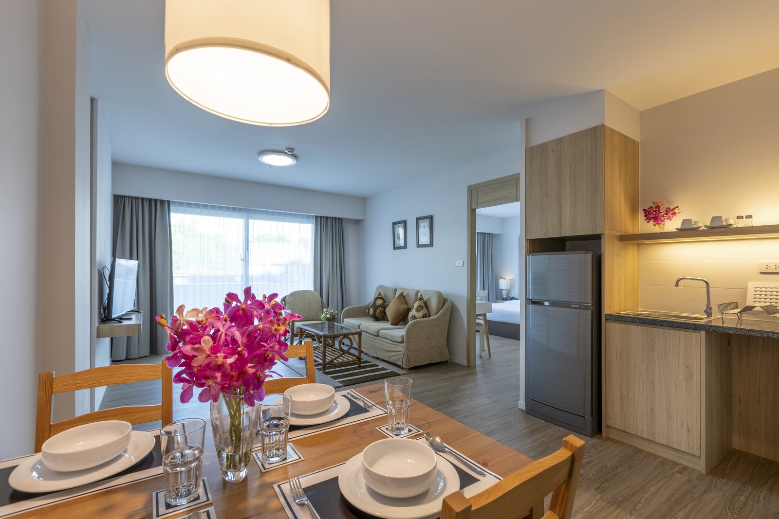 One Bedroom Suite dining area and kitchen at Kameo Residences, Korat