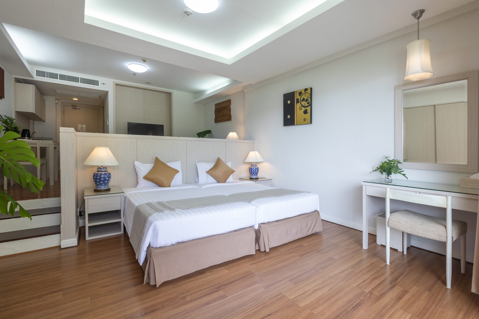Studio with twin beds and kitchenette area at Kantary Bay Hotel, Phuket
