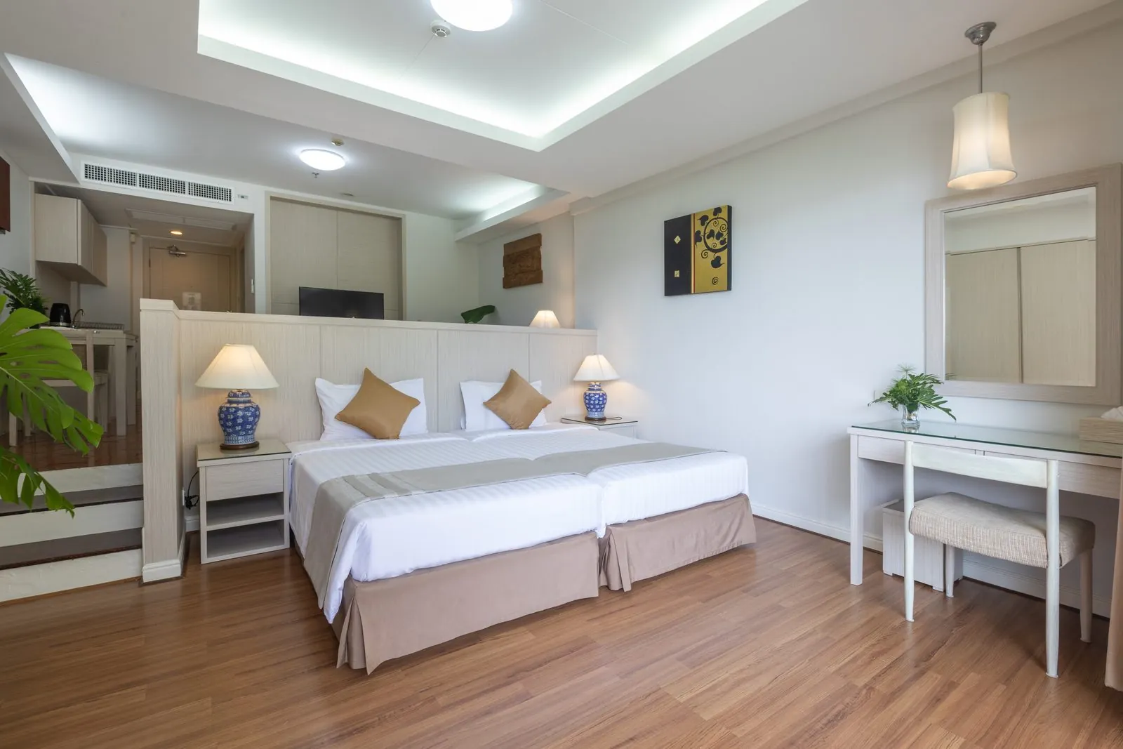 Studio with twin beds and kitchenette area at Kantary Bay Hotel, Phuket
