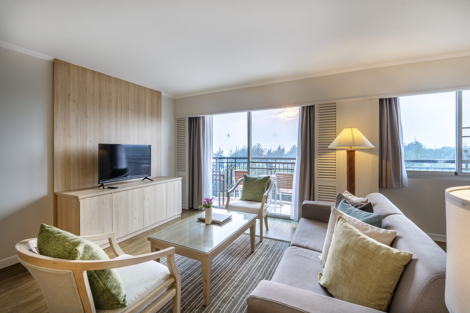 Two Bedroom Premier Suite living room with balcony at Kantary Bay Hotel, Rayong
