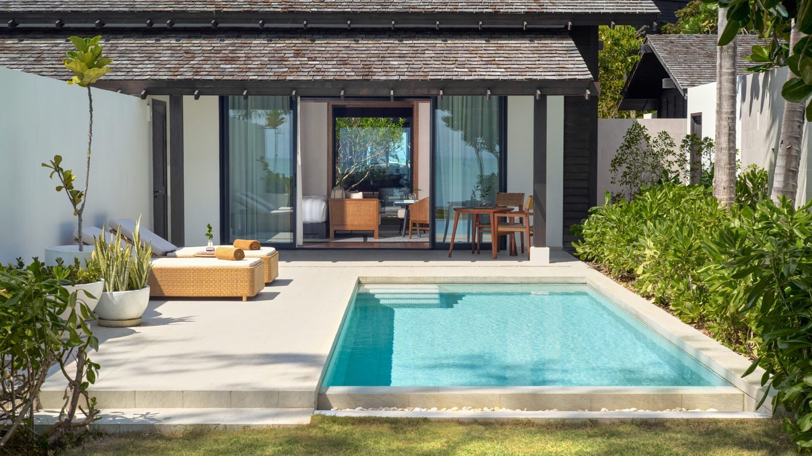 Private pool and pavilion of an Oceanfront Pool Villa at Kimpton Kitalay Samui