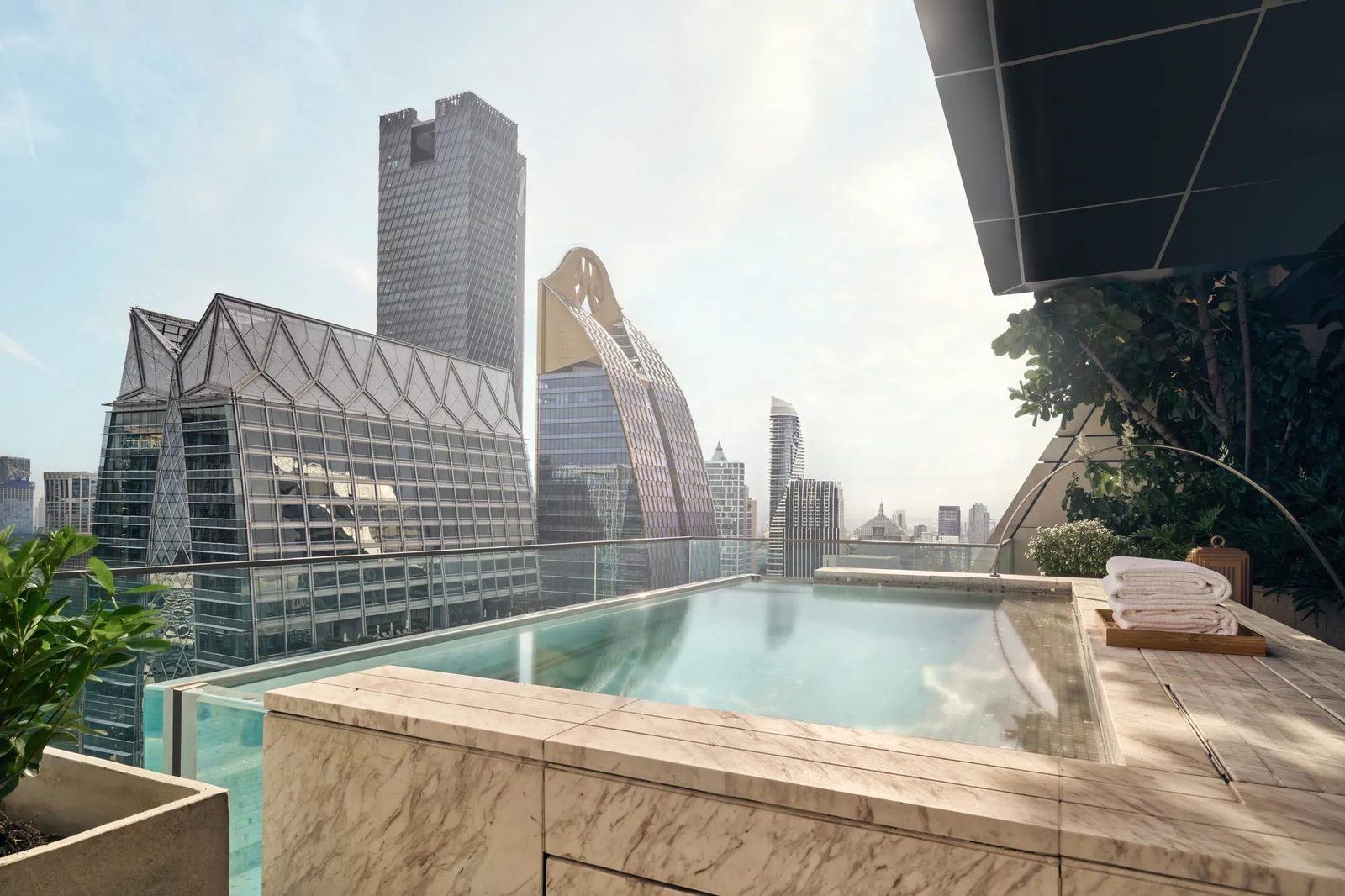 Outdoor plunge pool on the terrace of Nara House, Rosewood Bangkok