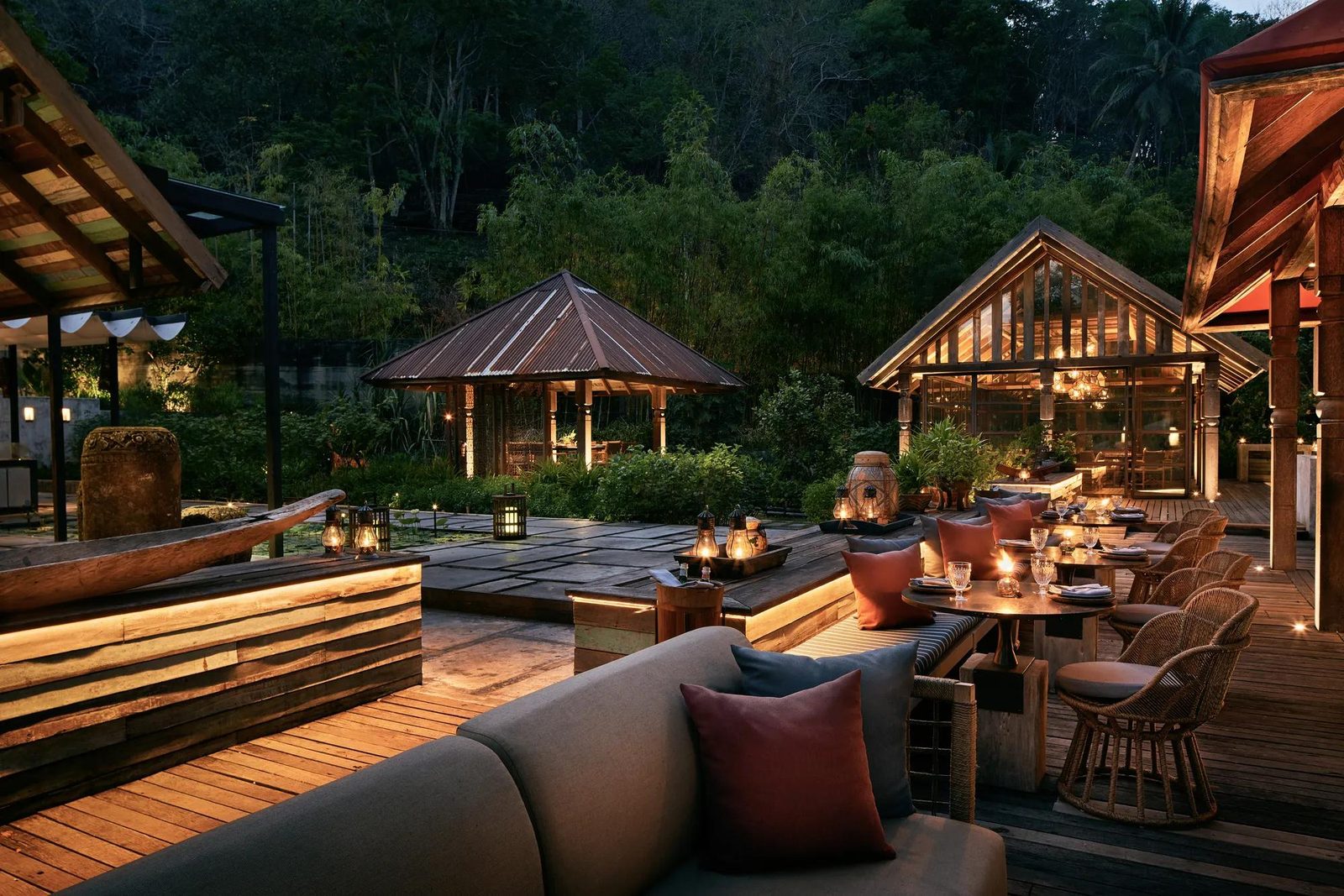Ta Khai southern Thai restaurant at Rosewood Phuket in the evening