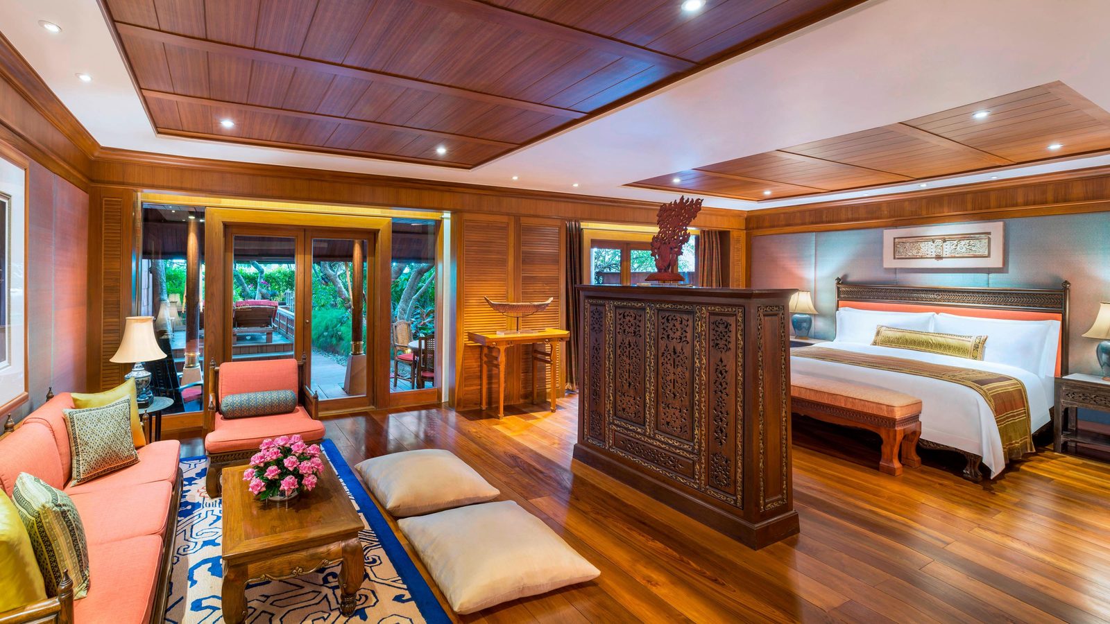Thai Theme Garden Suite with teak panelling at Sheraton Grande Sukhumvit, Bangkok