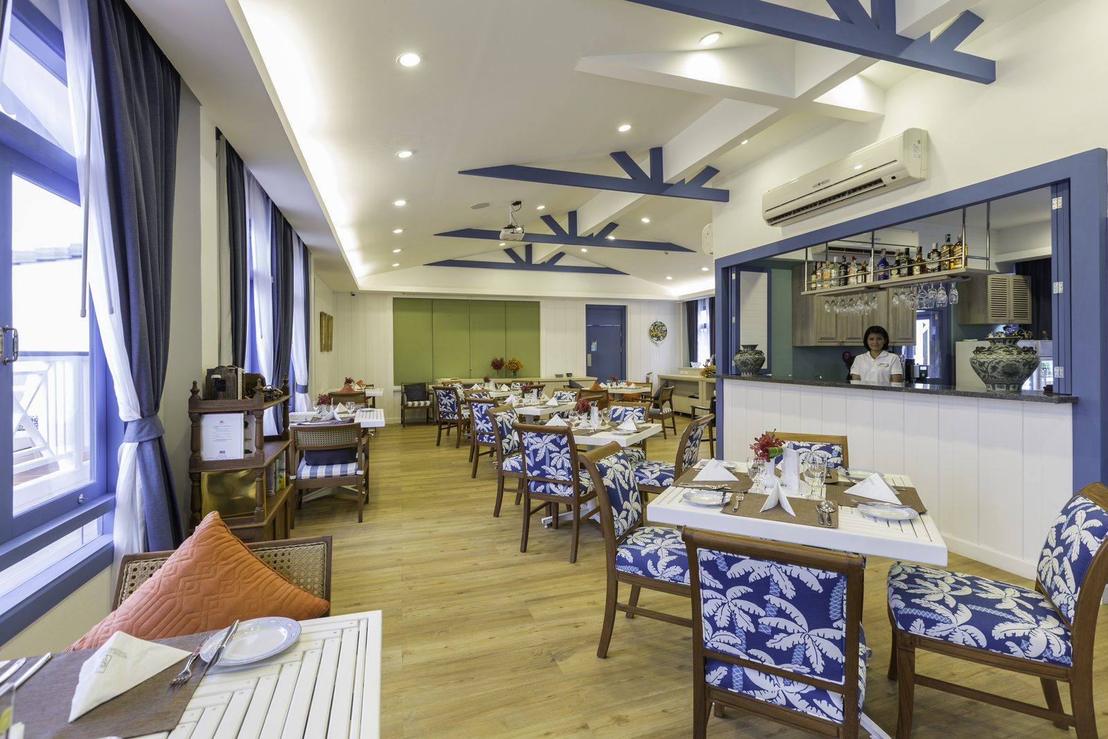 The Verandah Restaurant & Bar dining room at Somewhere Hotel, Koh Sichang