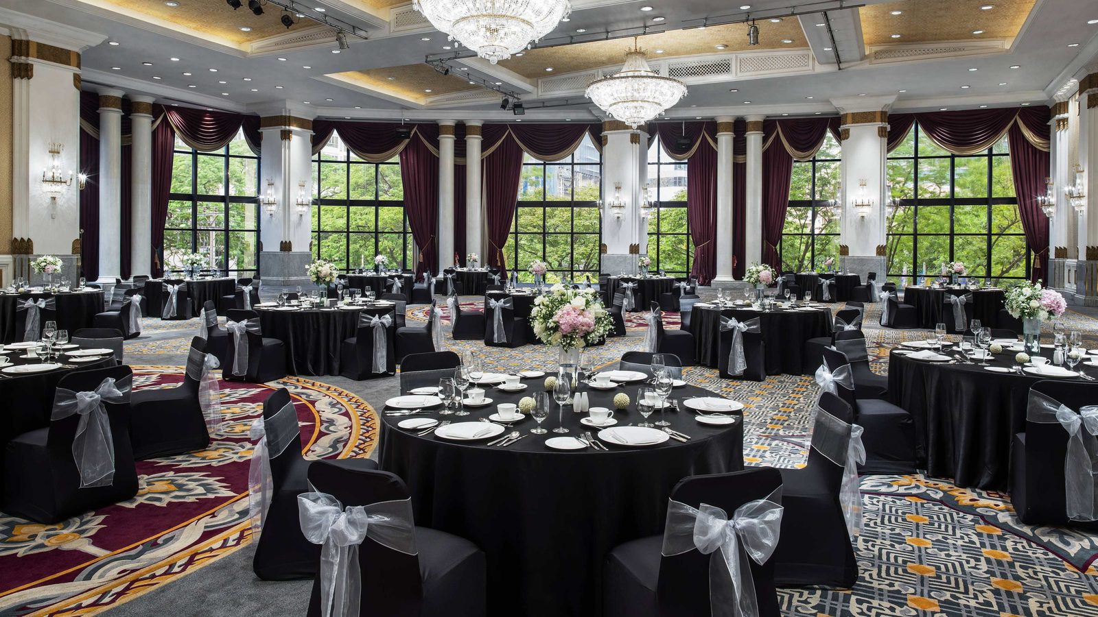 Grand Ballroom (Grand Hall) set for a banquet at The Athenee Hotel, Bangkok