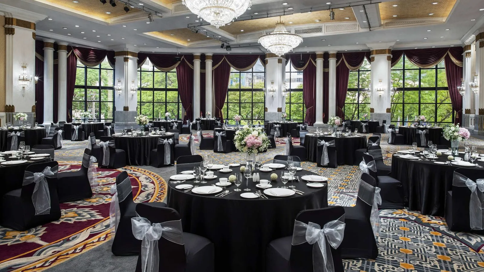 Grand Ballroom (Grand Hall) set for a banquet at The Athenee Hotel, Bangkok