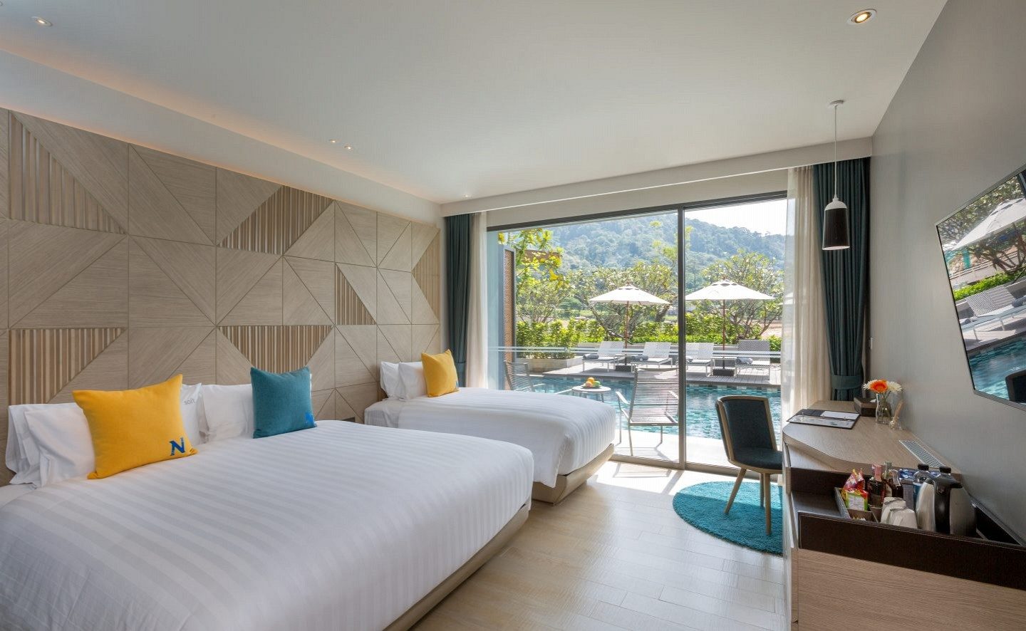 Deluxe Pool Access room with twin beds and terrace view at The Nature Phuket