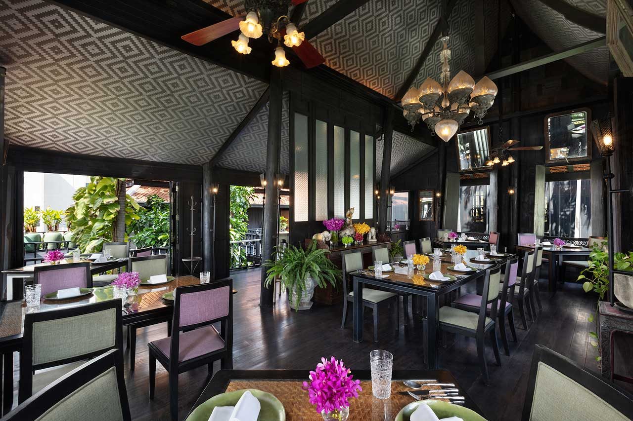 Chon Thai Restaurant inside a teakwood house at The Siam, Bangkok