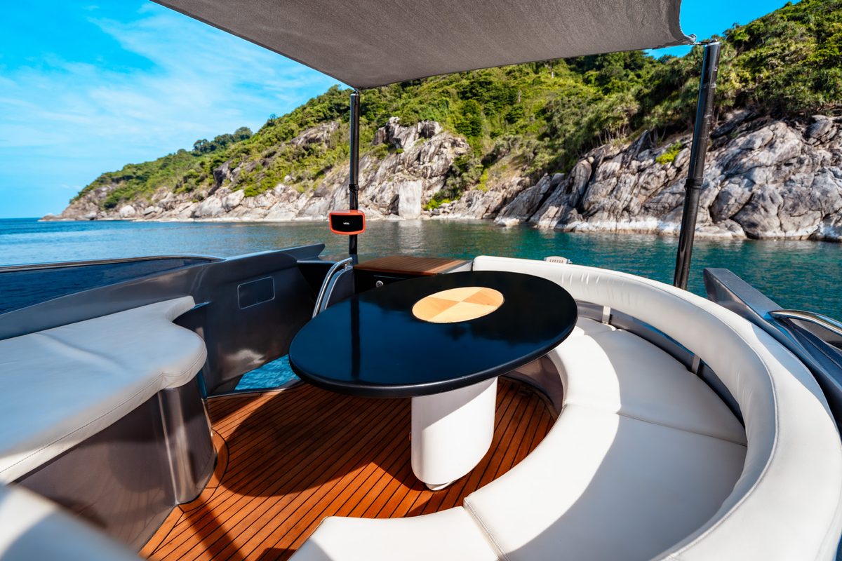 The HYPE Yacht sun deck and lounge with sea view