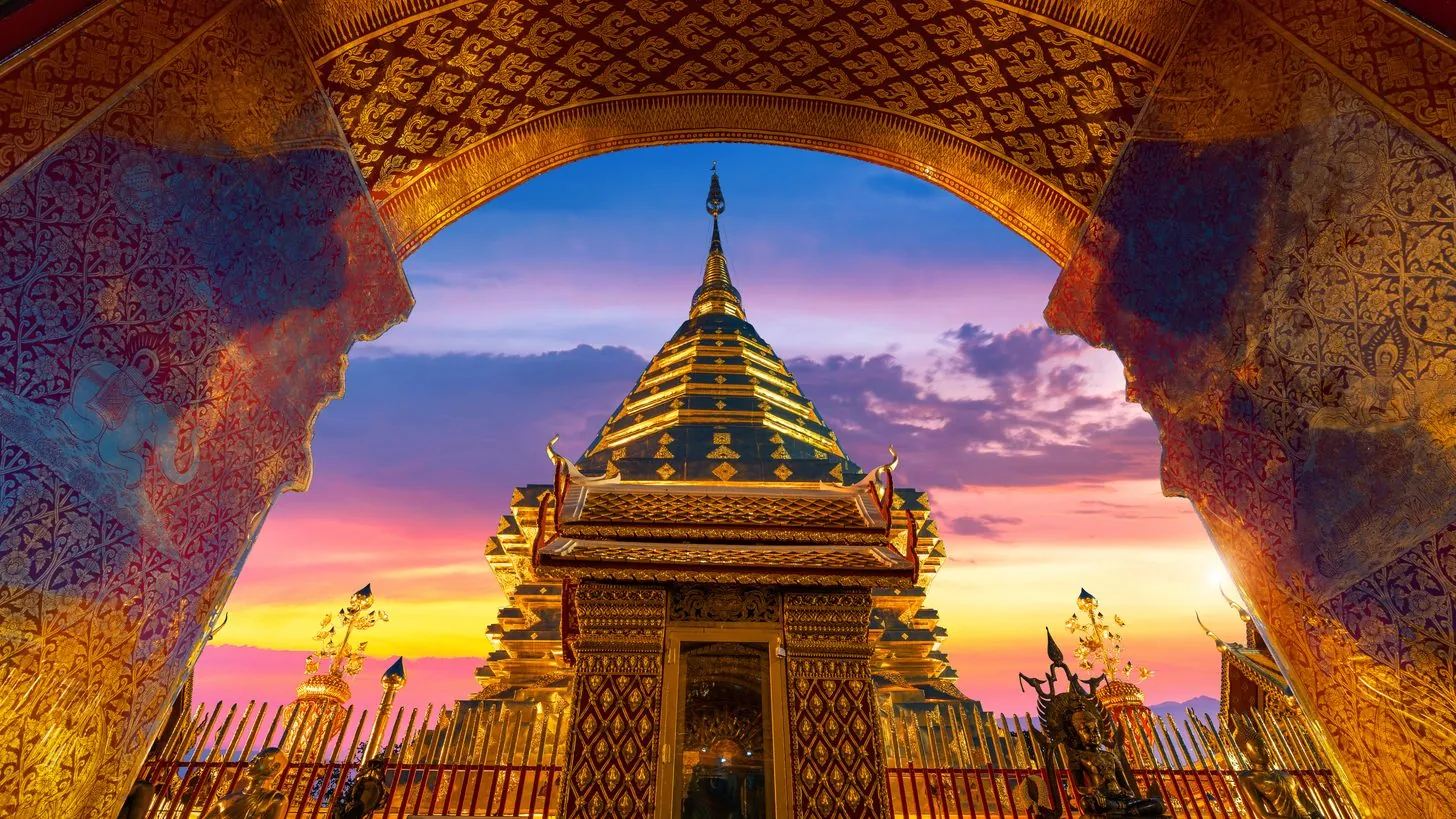 Wat Phra That Doi Suthep temple above Chiang Mai — the northern culture leg